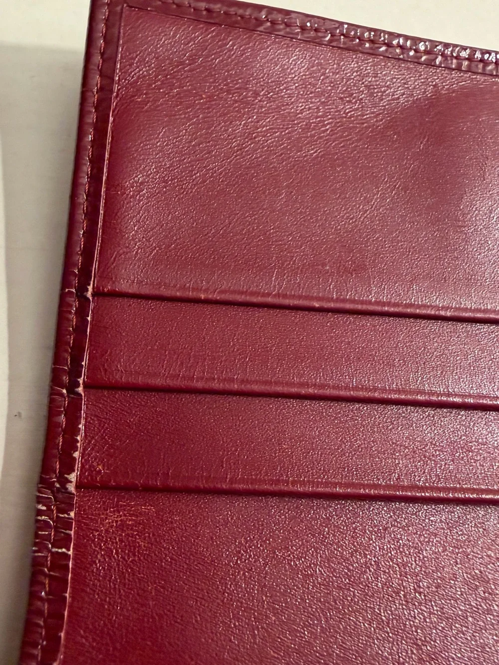 Longchamp vintage red leather bifold wallet